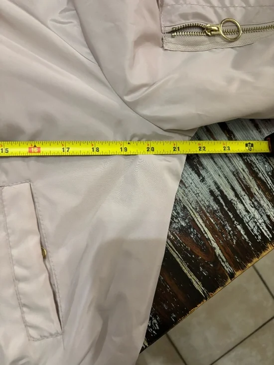 New Look Faux Fur Hood Bomber Jacket L Fits M Blush GorpCore Coat Y2K Beige - Picture 12 of 13